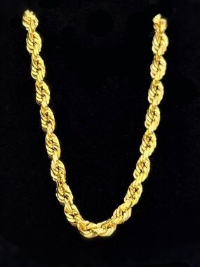 10k Solid Yellow Gold Rope Chain Unisex Necklace 24” 4mm